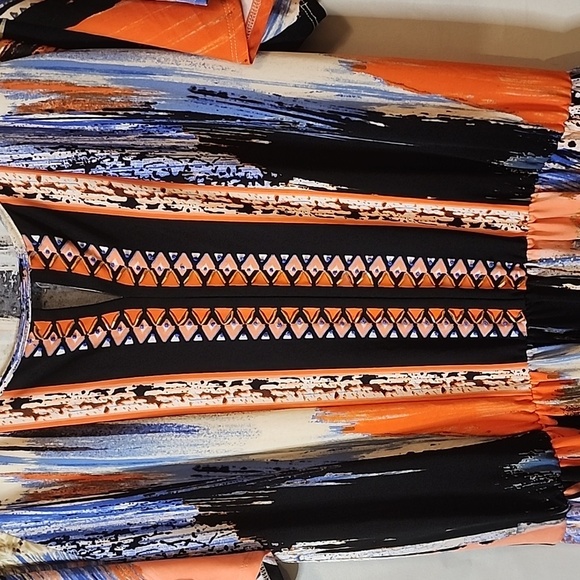 BEIGE BY ECI Colorful Short sleeve Dress Sz Large - Picture 3 of 13